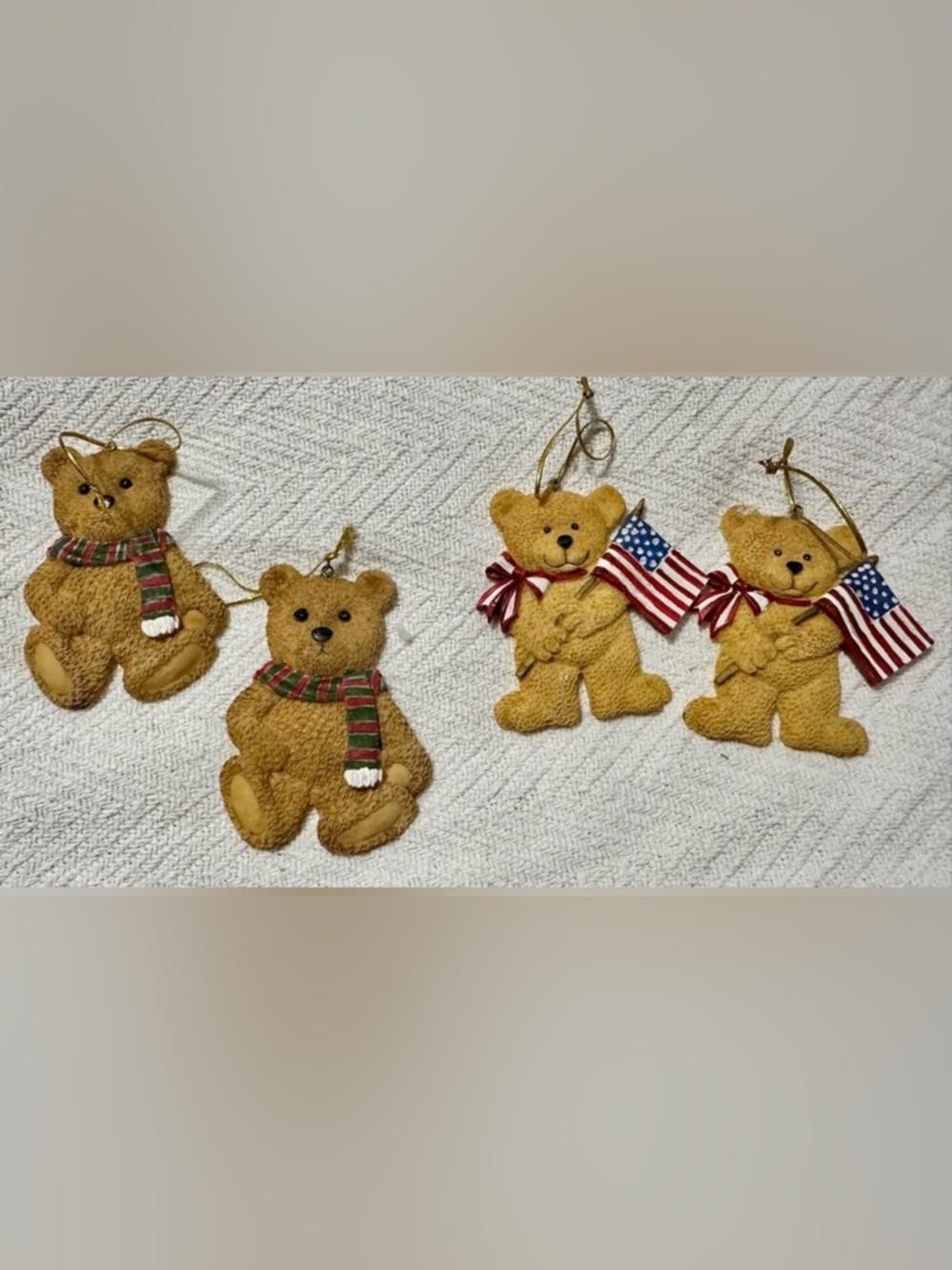 Charming Teddy Bear Holiday Gift Tag Ornaments - Set of 4